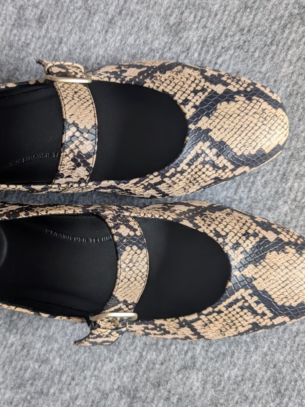 FitFlop - DELICATO Leather Mary Janes - Taupe Snake - Size 9